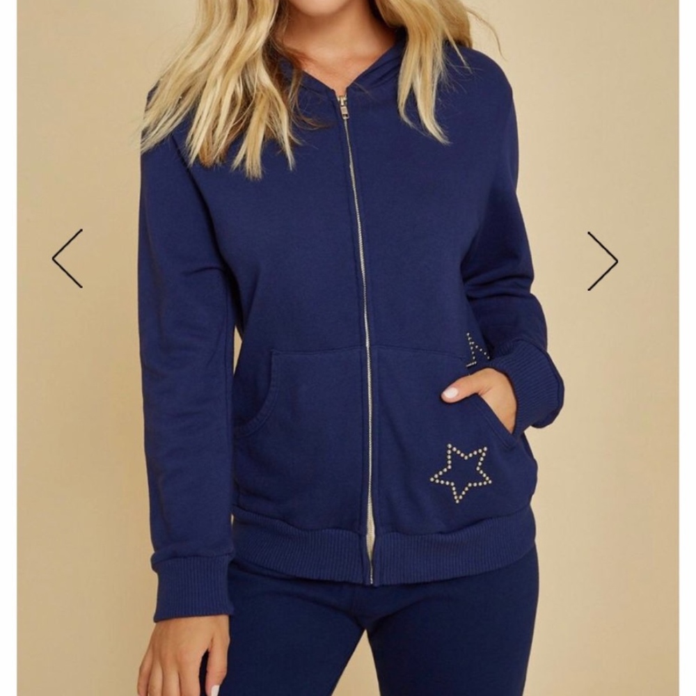 HAS TAGS MONROW-OVERSIZED HOODY WITH STAR STUDS